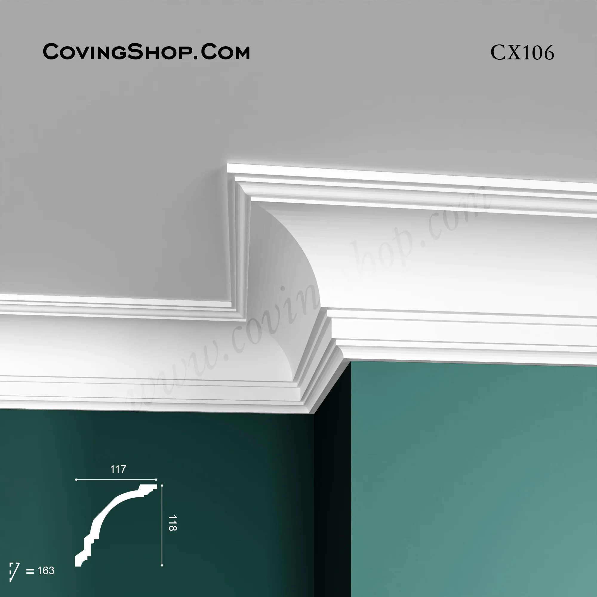 CX106 PU Coving 118mm x 117mm x 2m - Image 3