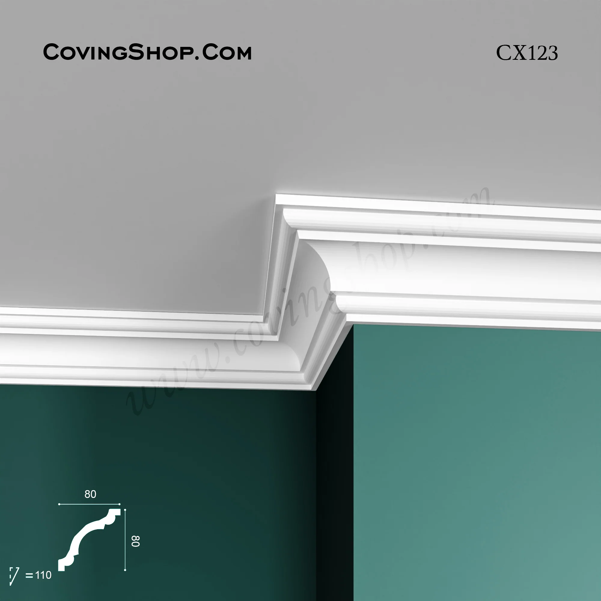 CX123 PU Coving 80mm x 80mm x 2m - Image 3