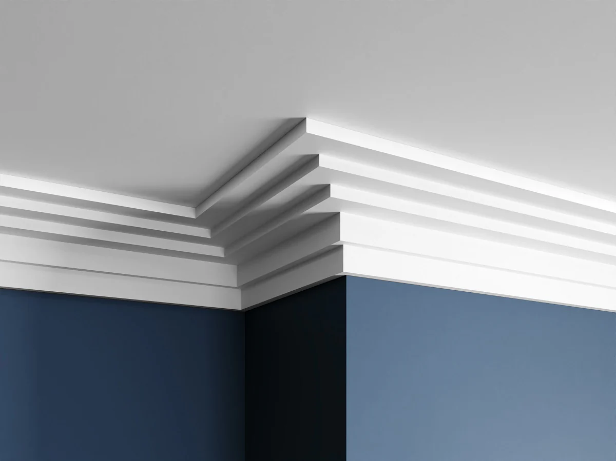 DM1933 Plaster Art Deco Cornice Five Step (Ceiling 160mm x 100mm Wall)